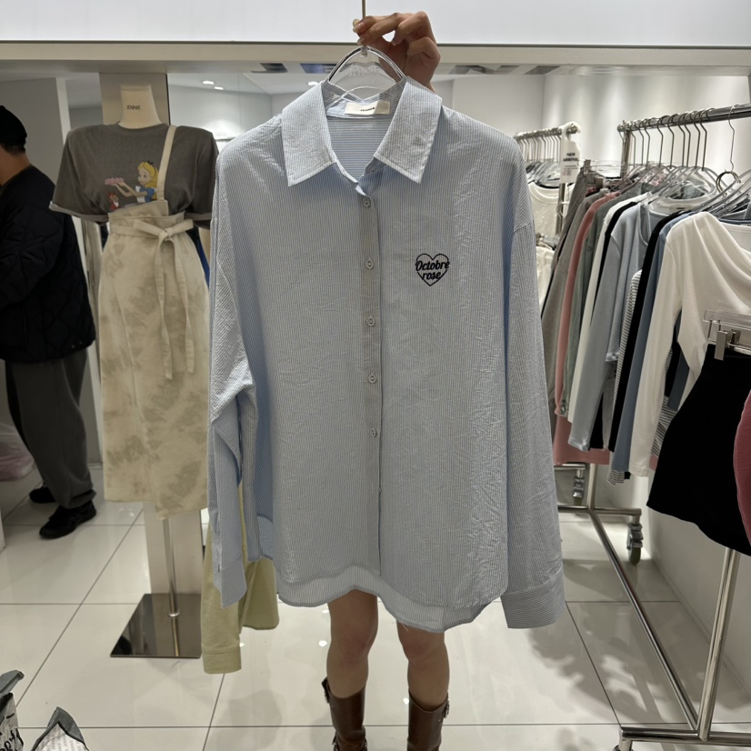 JENNIE韓國代購女士新款26春夏休閑時尚真品襯衫蕾絲衫刺繡JENNIE/VENEFIT襯衫/蕾絲衫圖色1