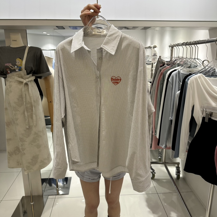 JENNIE韓國代購女士新款26春夏休閑時尚真品襯衫蕾絲衫刺繡JENNIE/VENEFIT襯衫/蕾絲衫圖色3