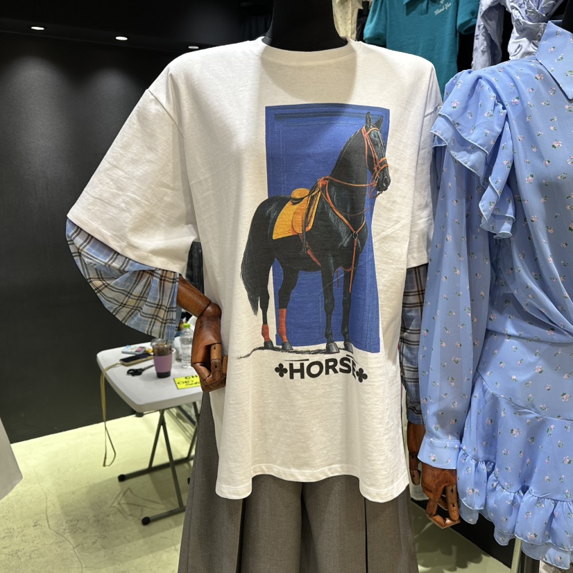 CHAVI東大門實拍女士新款時尚人氣真品26春夏長袖T恤假兩件CHAVI長袖T恤