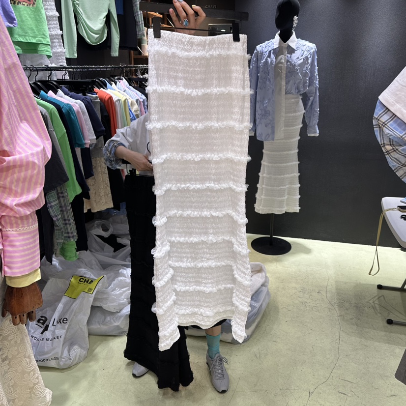 CHAVI東大門實拍女裝新款職業人氣推薦真品時尚熱賣長裙褶皺CHAVI長裙