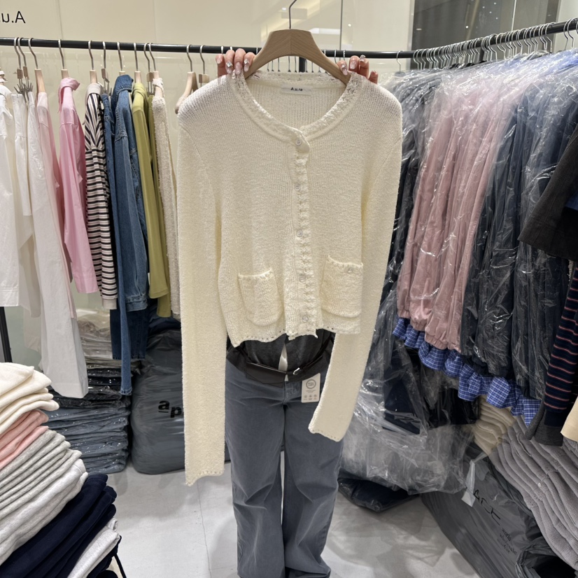 AURA韓國直郵女士新款26春夏真品熱賣時尚休閑人氣針織衫Au ra針織衫圖色1