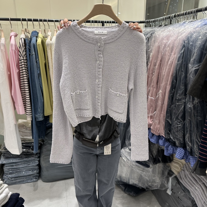 AURA韓國直郵女士新款26春夏真品熱賣時尚休閑人氣針織衫Au ra針織衫圖色2