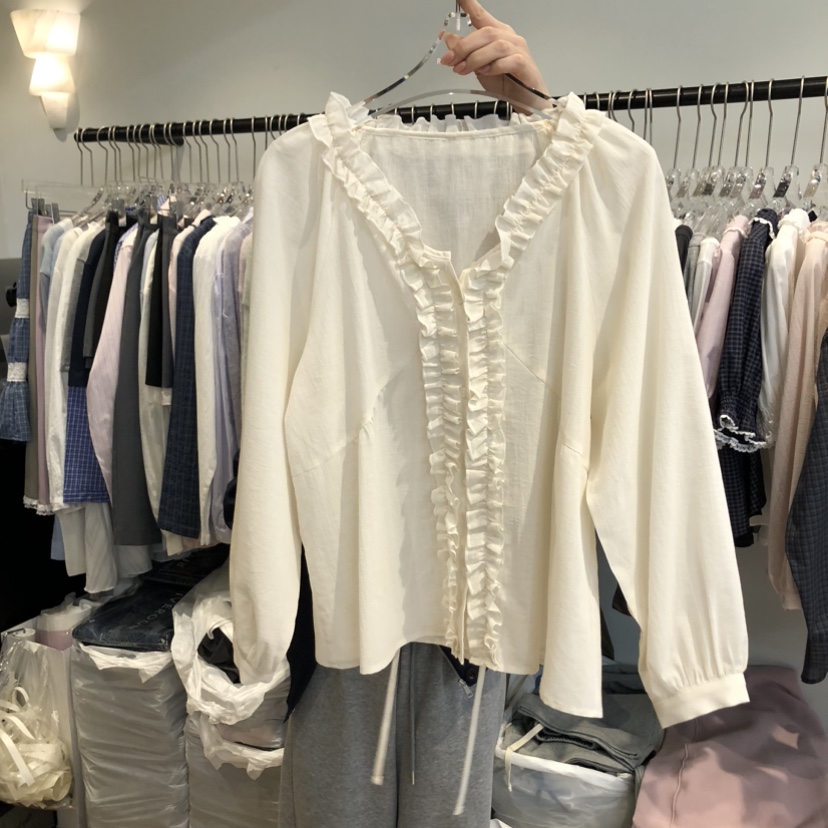 RIVEROOM東大門代購女裝新款休閑時尚職業襯衫蕾絲衫柔軟RIVEROOM襯衫/蕾絲衫圖色1