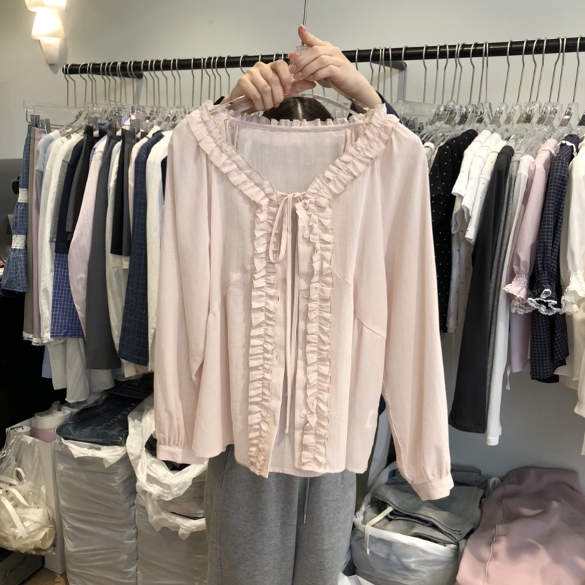 RIVEROOM東大門代購女裝新款休閑時尚職業襯衫蕾絲衫柔軟RIVEROOM襯衫/蕾絲衫圖色2