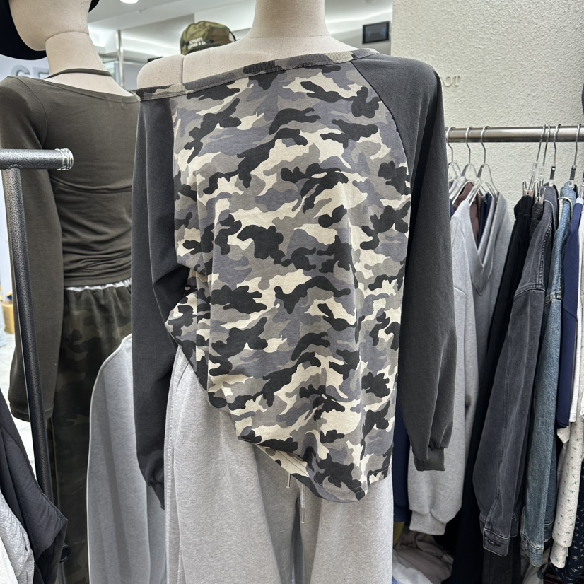 MAGOT韓國直郵女裝新品推薦時尚職業休閑人氣長袖T恤迷彩IIIΛGOT/MAGOT長袖T恤圖色1