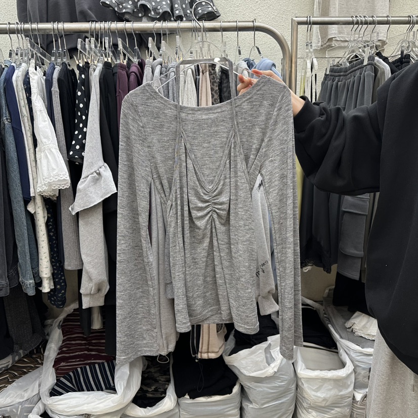 MAGOT韓國直郵女士新款休閑人氣時尚真品熱賣長袖T恤假兩件IIIΛGOT/MAGOT長袖T恤圖色1