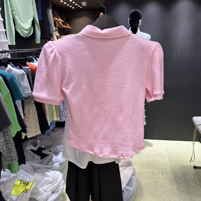 CHAVI韓國代購女士新品真品職業人氣時尚26春夏休閑T恤鏤空CHAVIT恤