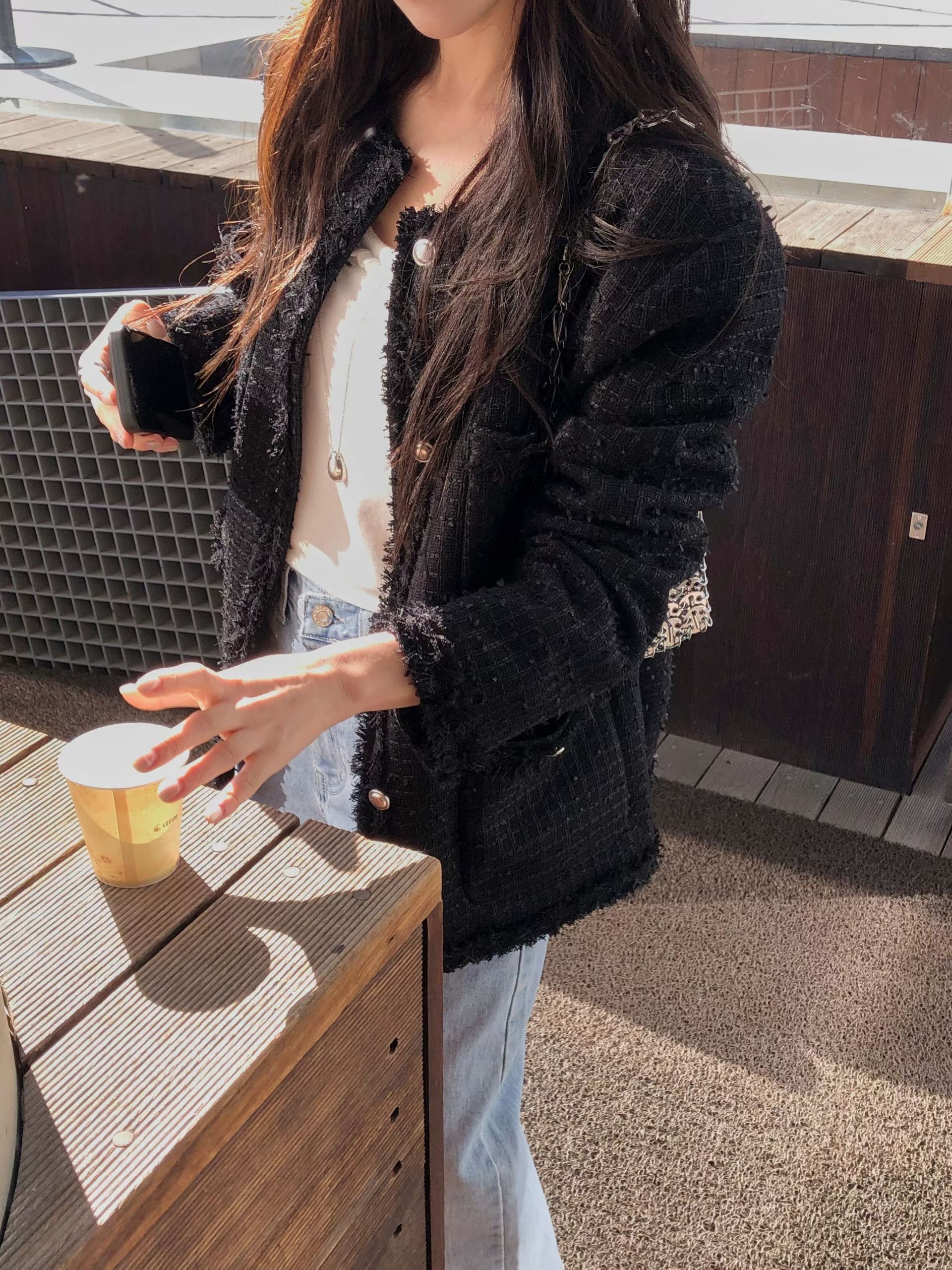 MIELLE-미엘르-OT東大門實拍女裝新款推薦時尚夾克粗花呢MIELLE-미엘르-OT夾克圖色2