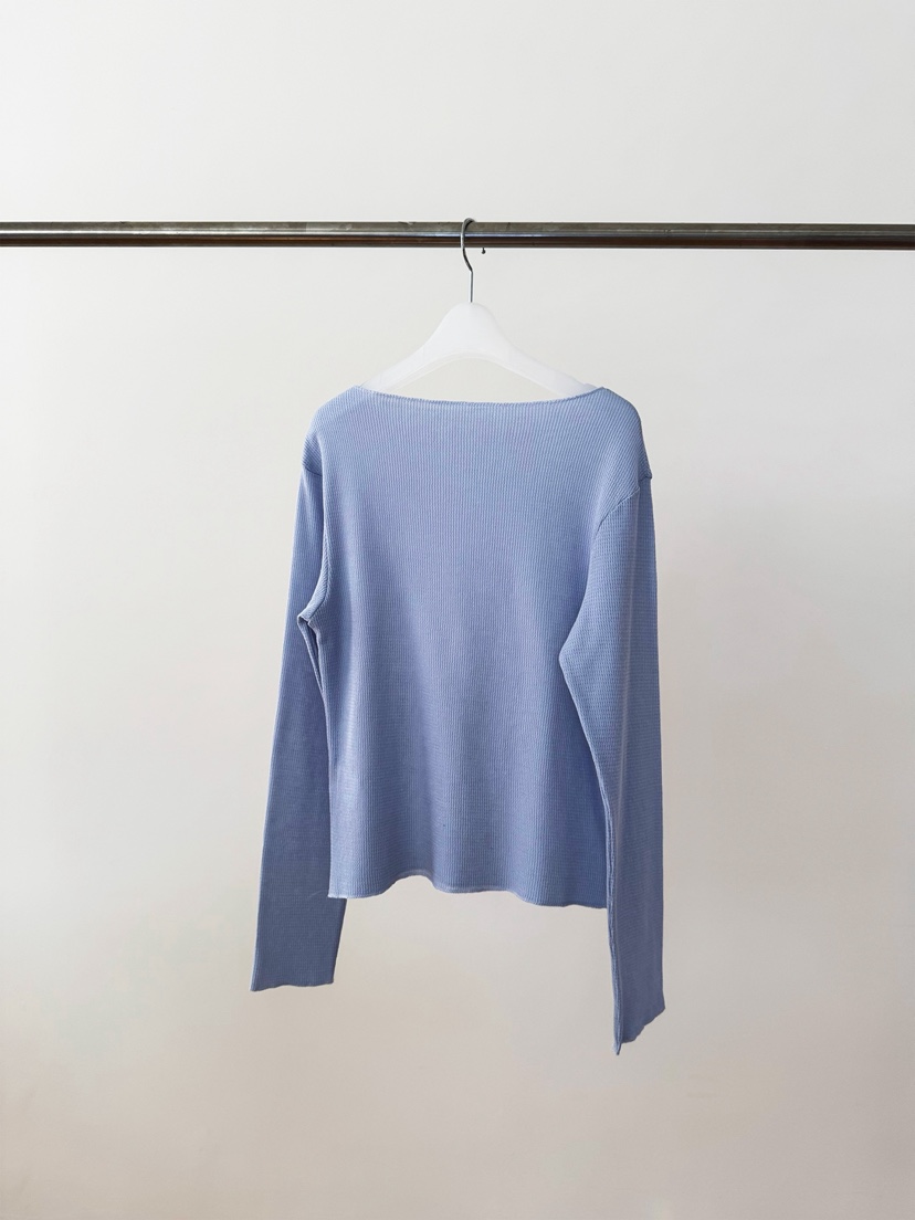 ERUME東大門直郵女士新款真品熱賣長袖T恤華夫格格紋船領ERUME長袖T恤