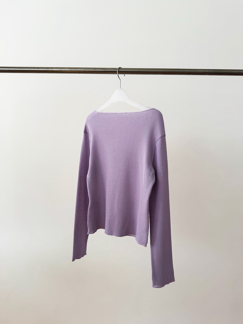 ERUME東大門直郵女士新款真品熱賣長袖T恤華夫格格紋船領ERUME長袖T恤