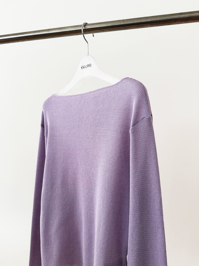 ERUME東大門直郵女士新款真品熱賣長袖T恤華夫格格紋船領ERUME長袖T恤