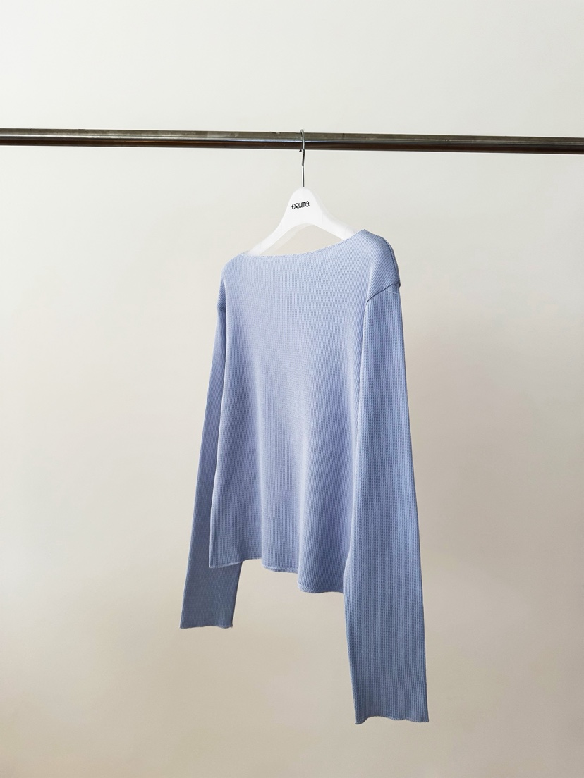 ERUME東大門直郵女士新款真品熱賣長袖T恤華夫格格紋船領ERUME長袖T恤圖色1