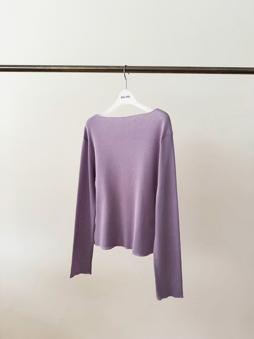 ERUME東大門直郵女士新款真品熱賣長袖T恤華夫格格紋船領ERUME長袖T恤圖色2