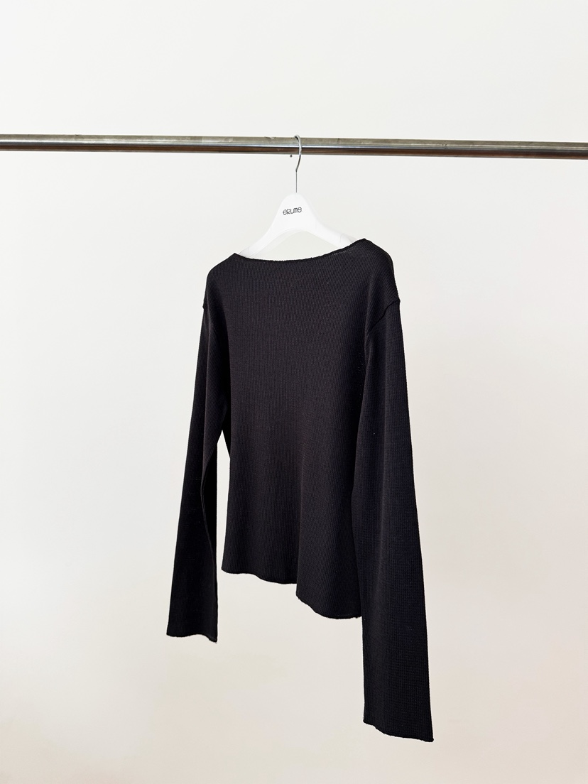 ERUME東大門直郵女士新款真品熱賣長袖T恤華夫格格紋船領ERUME長袖T恤圖色4