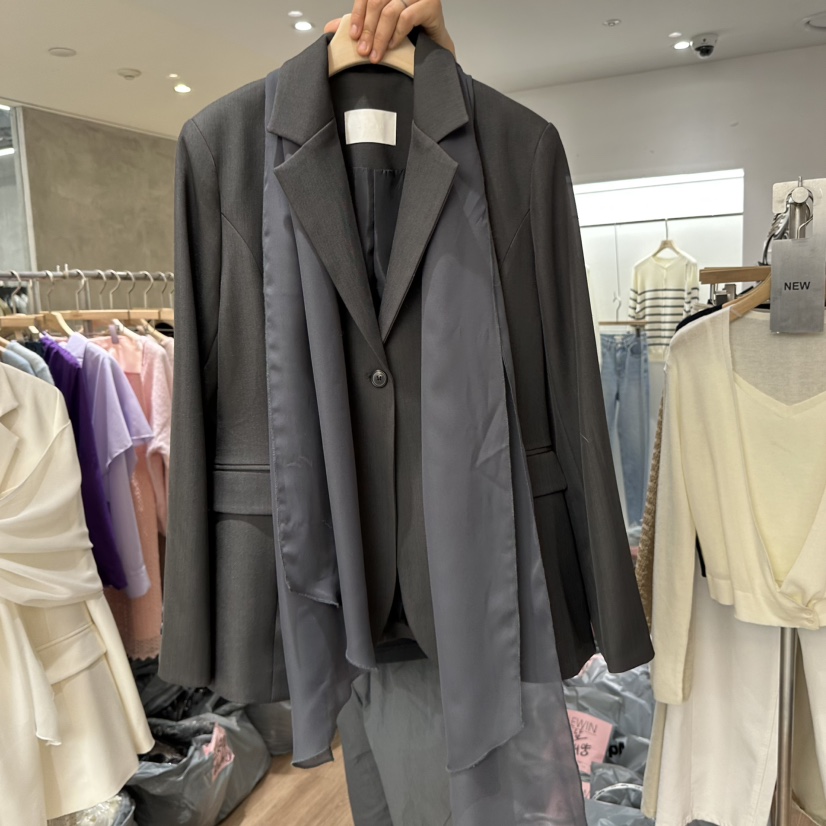 LEWIN韓國代購女裝新品休閑時尚人氣26春夏真品夾克含絲巾LEWIN夾克圖色2