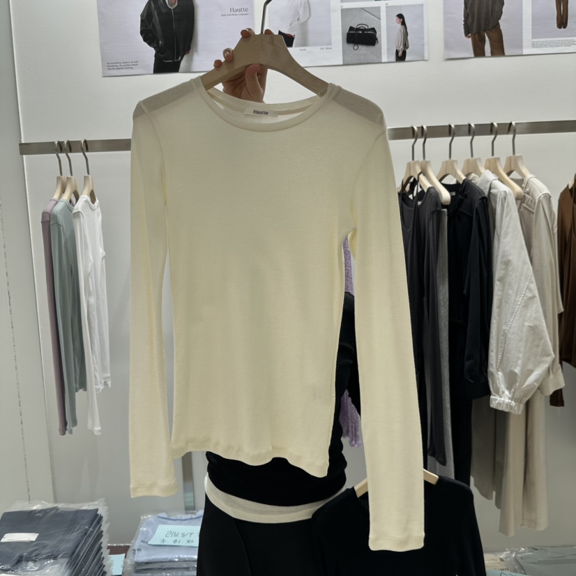 HAUTTE-P韓國代購女士新品真品26春夏推薦人氣長袖T恤修身HAUTTE長袖T恤圖色1