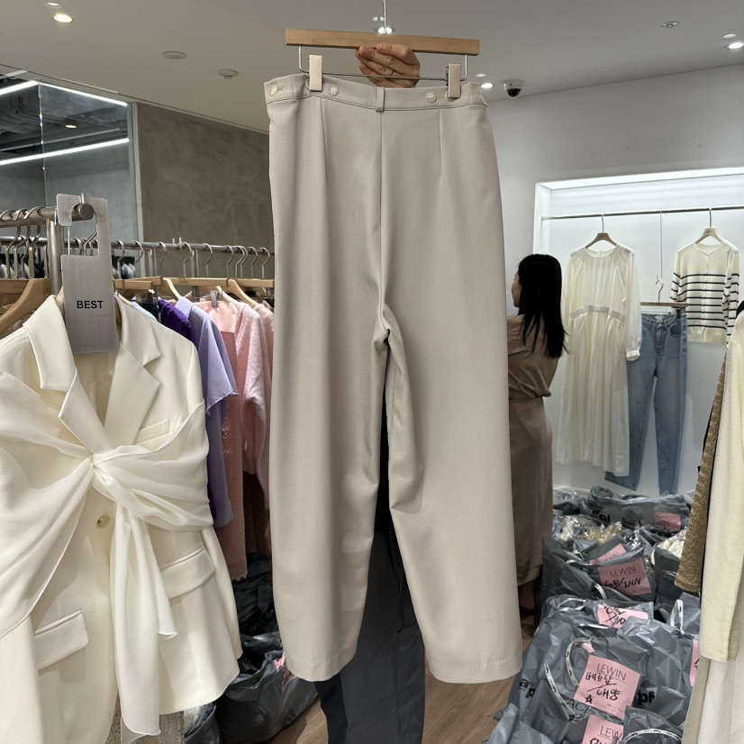 LEWIN韓國代購女裝新款熱賣休閑推薦26春夏人氣休閑褲紐扣LEWIN休閑褲