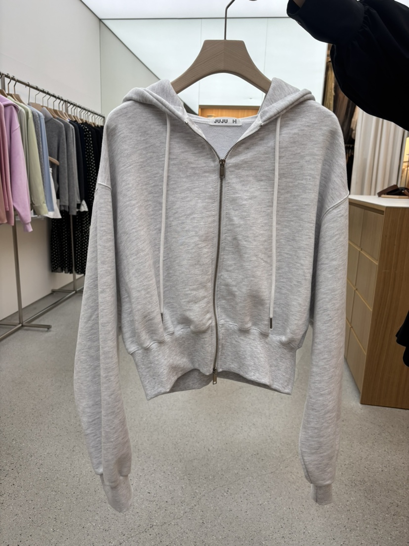 JUJU韓國代購女士新品時尚26春夏真品夾克連帽拉鏈衫短款JUJU夾克圖色3