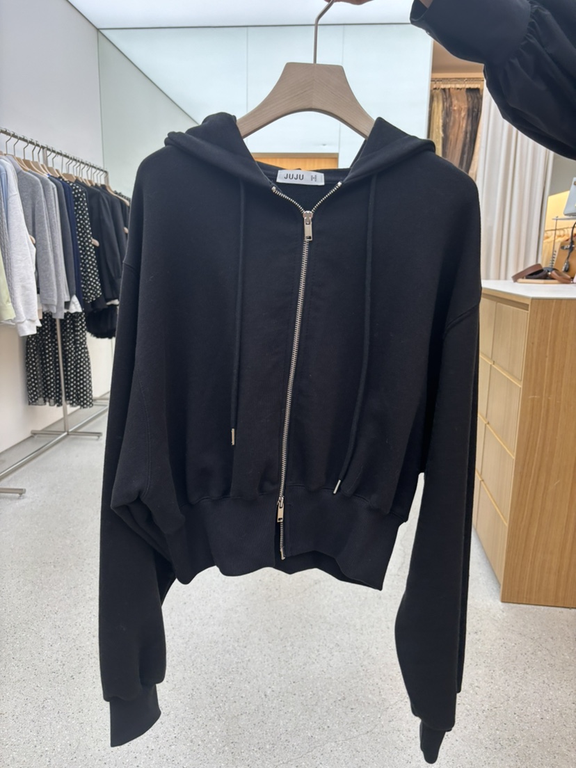 JUJU韓國代購女士新品時尚26春夏真品夾克連帽拉鏈衫短款JUJU夾克圖色4