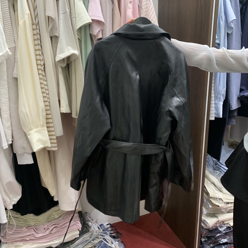 PEANUT BUTTER東大門實拍女裝新款26春夏熱賣皮衣含腰帶PEANUT BUTTER皮衣