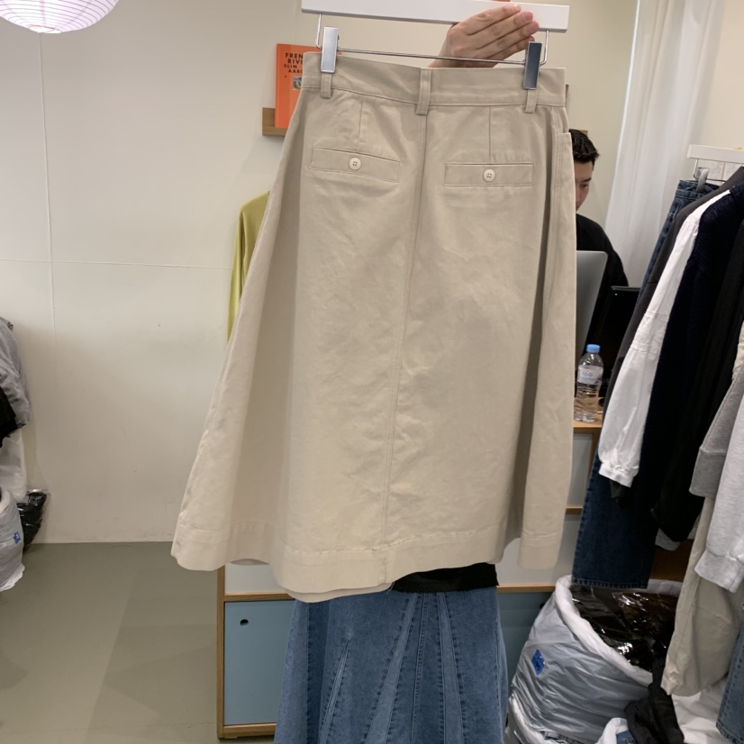 ARE韓國直郵女士新品26春夏休閑熱賣半身裙中短裙褶皺紐扣ARE YOU/ARE半身裙/中短裙