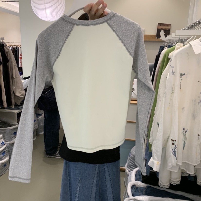 ARE東大門實拍女士新款人氣熱賣26春夏休閑長袖T恤插肩袖ARE YOU/ARE長袖T恤