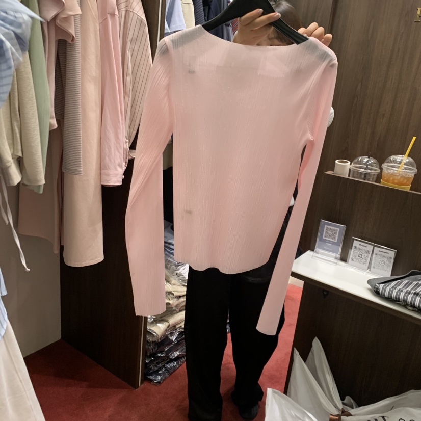 PEANUT BUTTER韓國代購女士新品休閑26春夏職業長袖T恤褶裥PEANUT BUTTER長袖T恤圖色4