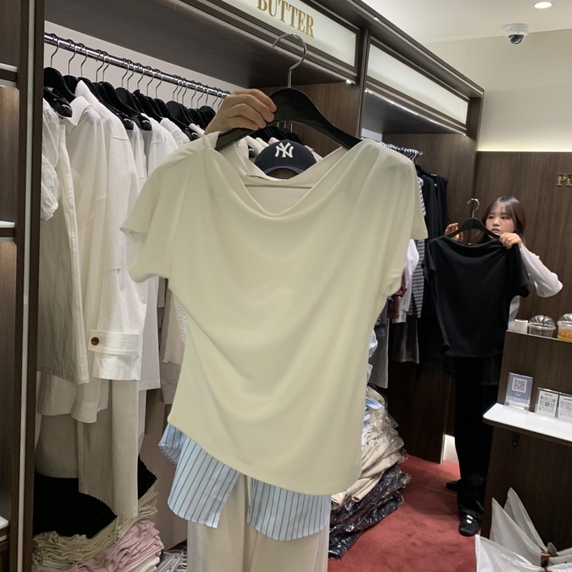 PEANUT BUTTER韓國直郵女裝新品真品推薦職業休閑T恤褶裥PEANUT BUTTERT恤圖色1