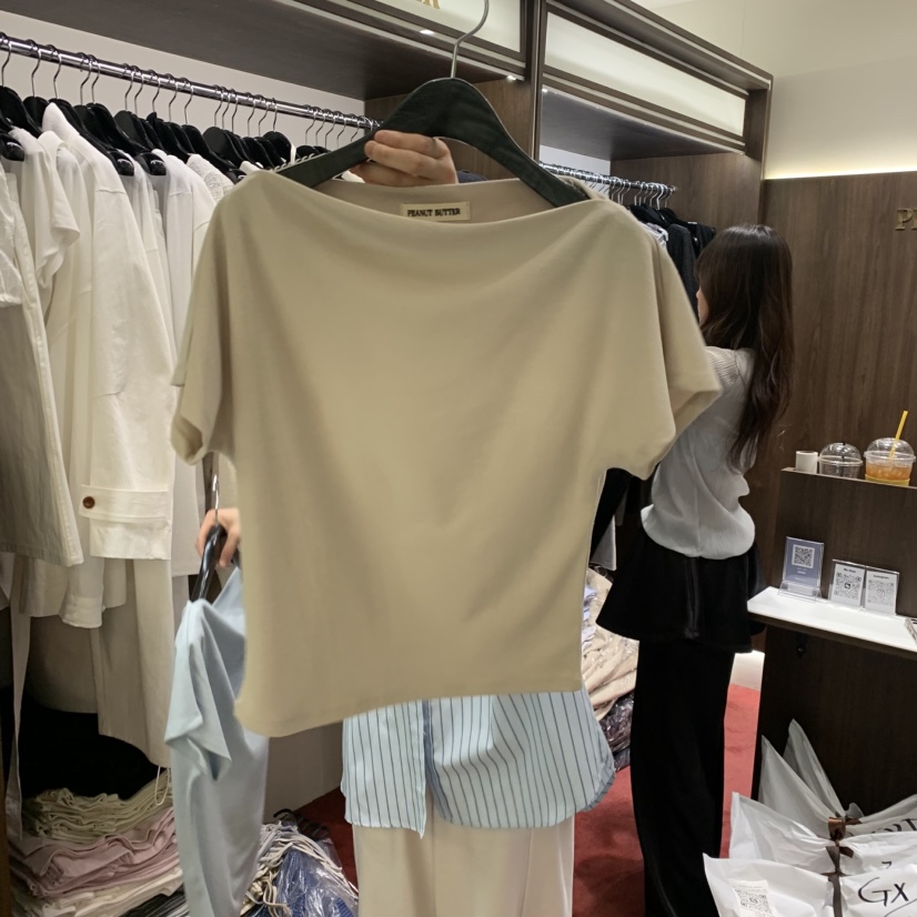 PEANUT BUTTER韓國直郵女裝新品真品推薦職業休閑T恤褶裥PEANUT BUTTERT恤圖色4