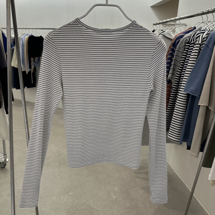 MARAN-P東大門直郵女裝新款推薦熱賣休閑長袖T恤條紋羅紋MARAN長袖T恤