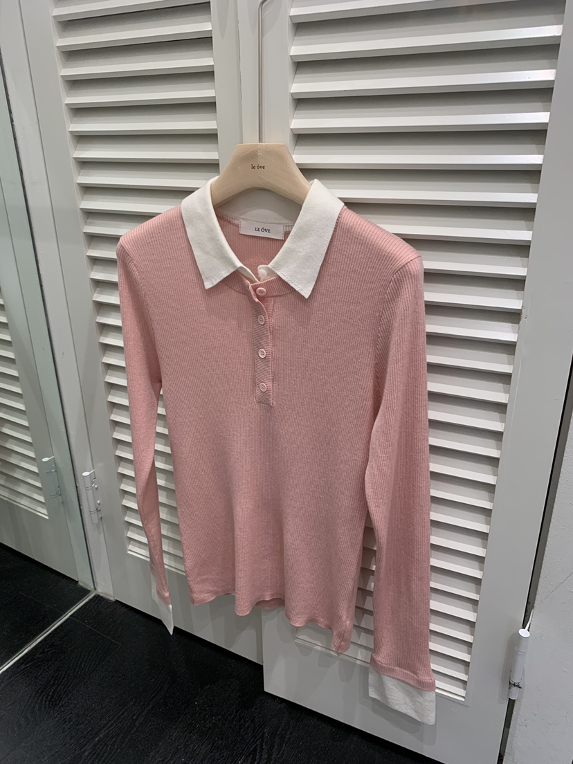LE OVE/VERDI韓國代購女裝新款推薦時尚休閑針織衫假兩件LE OVE/VERDI針織衫圖色2