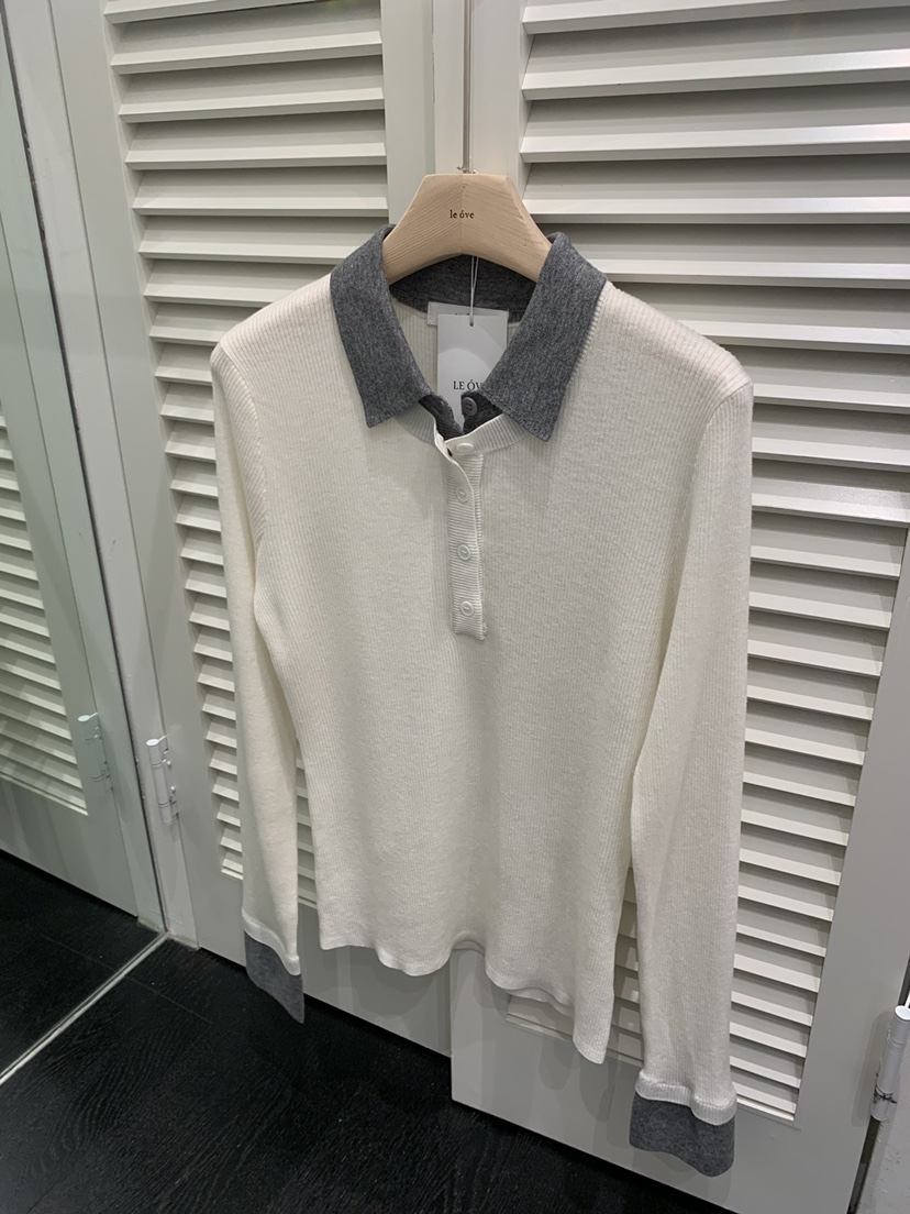 LE OVE/VERDI韓國代購女裝新款推薦時尚休閑針織衫假兩件LE OVE/VERDI針織衫圖色3