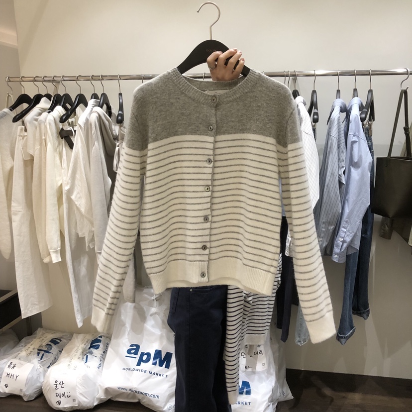 OURIN/THIS IS東大門直郵女士新款休閑真品時尚針織衫條紋OURIN/THIS IS針織衫圖色1