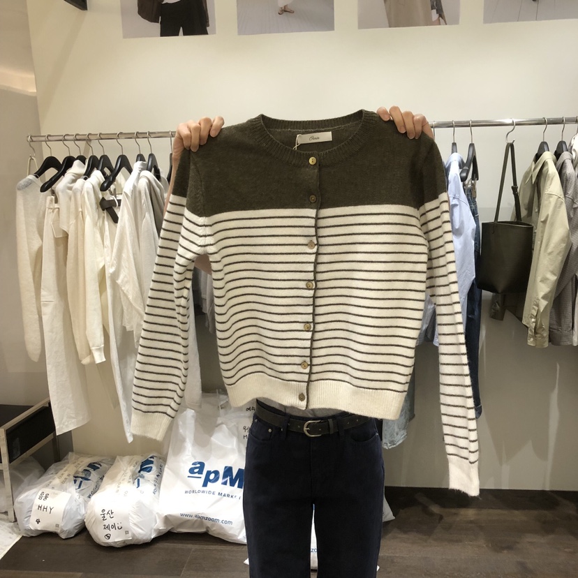 OURIN/THIS IS東大門直郵女士新款休閑真品時尚針織衫條紋OURIN/THIS IS針織衫圖色3