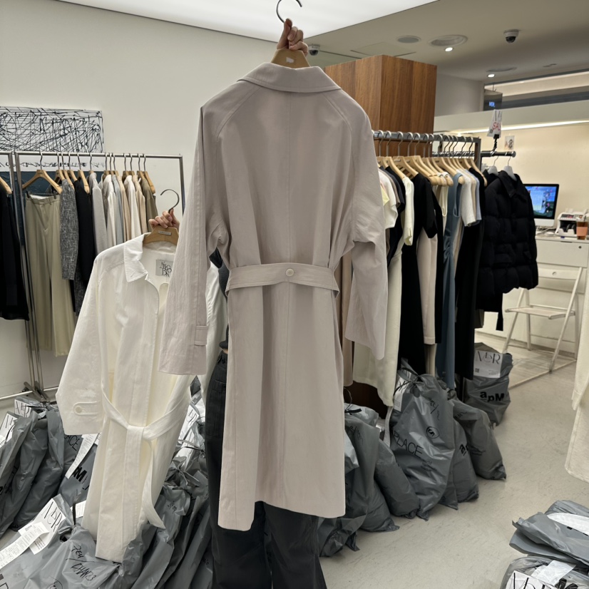 MER東大門實拍女士新款熱賣26春夏推薦休閑長款風衣含腰帶MER/ANGELO BIANCO長款風衣