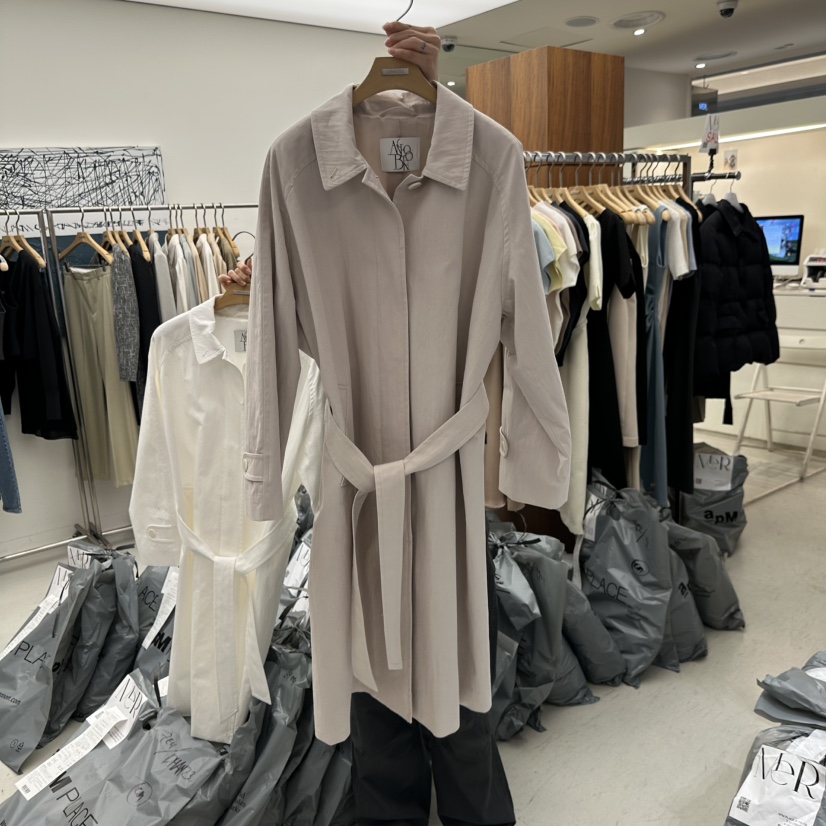 MER東大門實拍女士新款熱賣26春夏推薦休閑長款風衣含腰帶MER/ANGELO BIANCO長款風衣圖色2