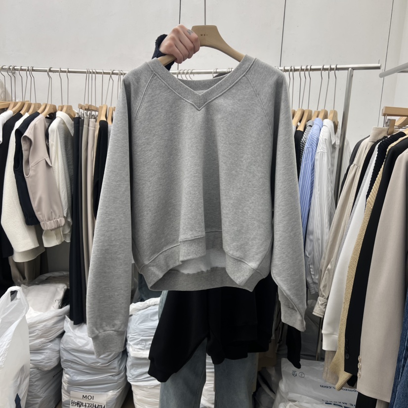 MOI-A東大門實拍女士新款休閑人氣26春夏推薦真品衛衣V領MOI-A衛衣圖色2
