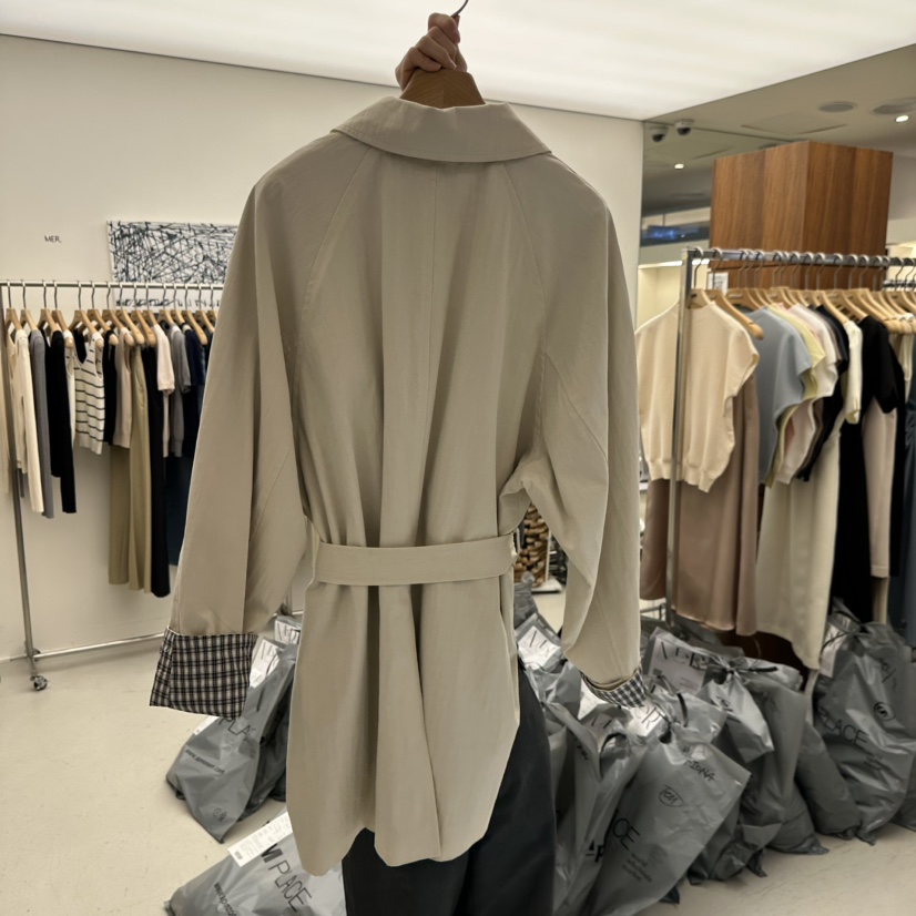 MER韓國代購女裝新品人氣26春季熱賣推薦時尚長款風衣含腰帶MER/ANGELO BIANCO長款風衣