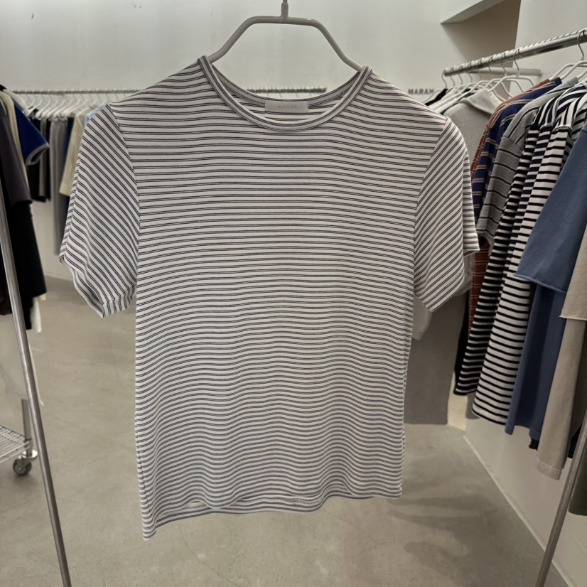 MARAN-P韓國直郵女裝新款人氣休閑推薦熱賣時尚T恤條紋羅紋MARANT恤圖色1白色