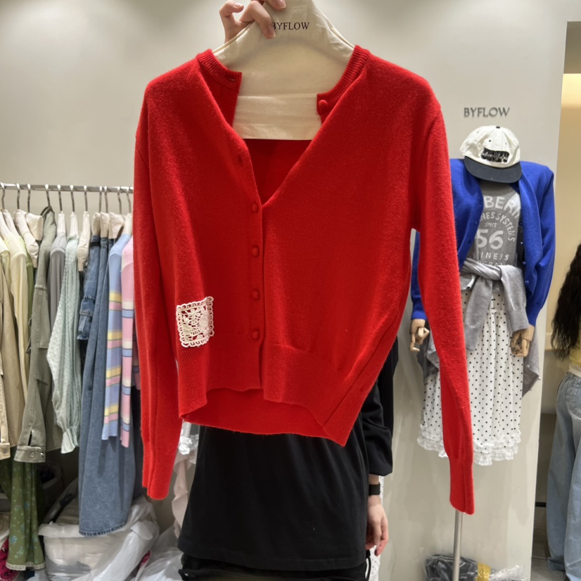 BY FLOW東大門直郵女士新款休閑熱賣時尚26春季針織衫蕾絲BY FLOW針織衫圖色2