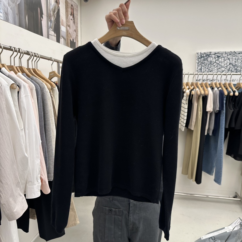 MER東大門代購女士新品職業人氣熱賣推薦26春季休閑針織衫MER/ANGELO BIANCO針織衫圖色2