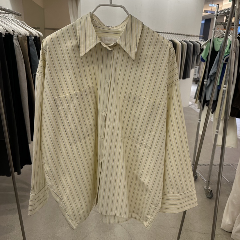 MARAN-P東大門直郵女裝新款時尚推薦襯衫蕾絲衫寬松條紋MARAN襯衫/蕾絲衫圖色1