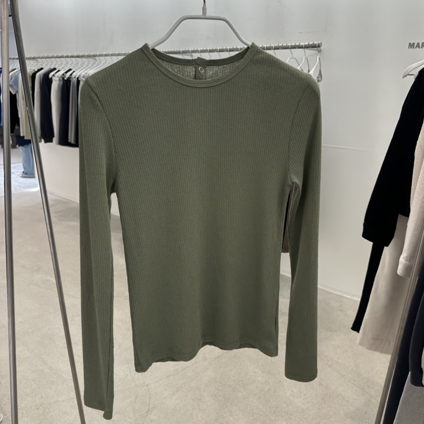 MARAN-P東大門直郵女裝新款熱賣時尚人氣長袖T恤紐扣羅紋MARAN長袖T恤圖色1