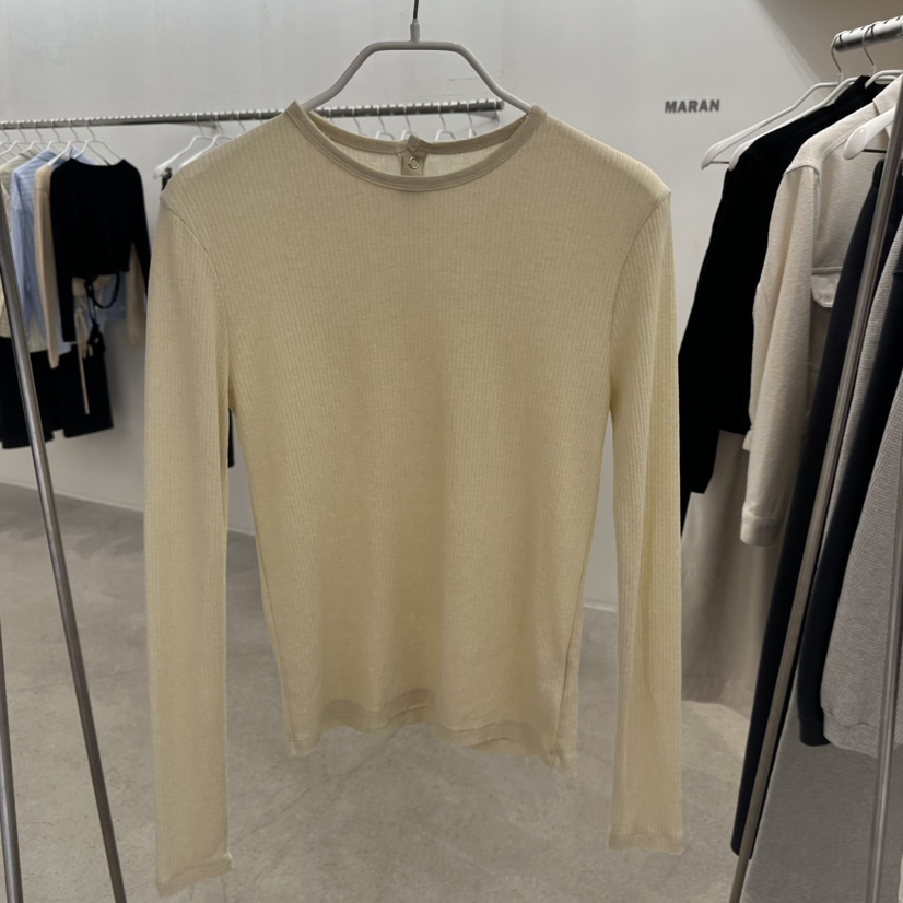 MARAN-P東大門直郵女裝新款熱賣時尚人氣長袖T恤紐扣羅紋MARAN長袖T恤圖色3