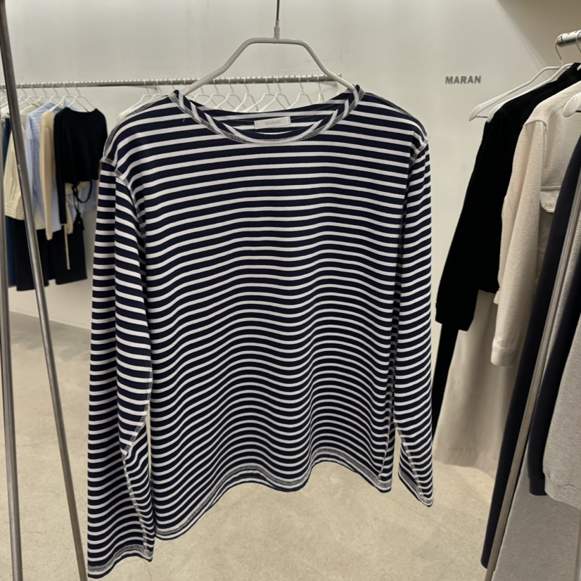 MARAN-P韓國直郵女裝新品26春季推薦職業熱賣長袖T恤條紋MARAN長袖T恤圖色2深藍色