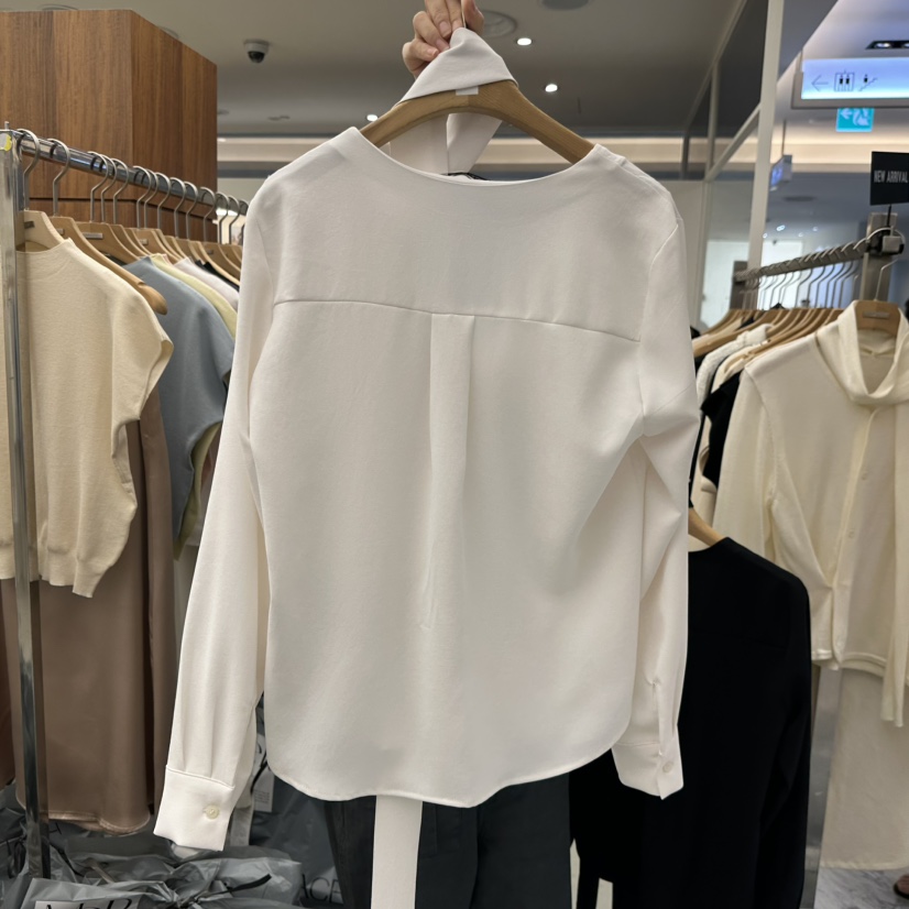 MER韓國代購女裝新品26春季人氣職業休閑襯衫蕾絲衫含圍巾MER/ANGELO BIANCO襯衫/蕾絲衫