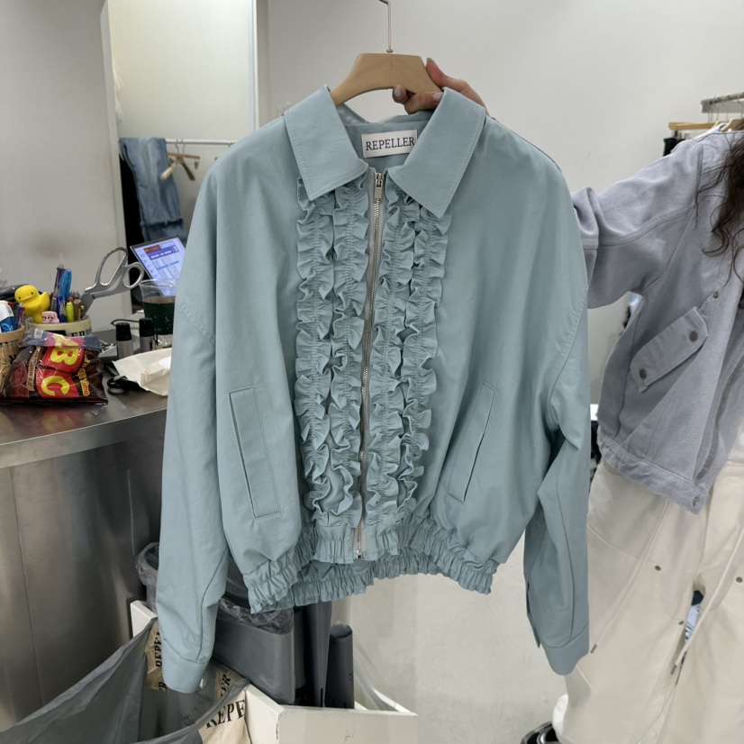 REPELLER東大門實拍女裝新款熱賣休閑26春季時尚夾克荷葉邊REPELLER夾克圖色2
