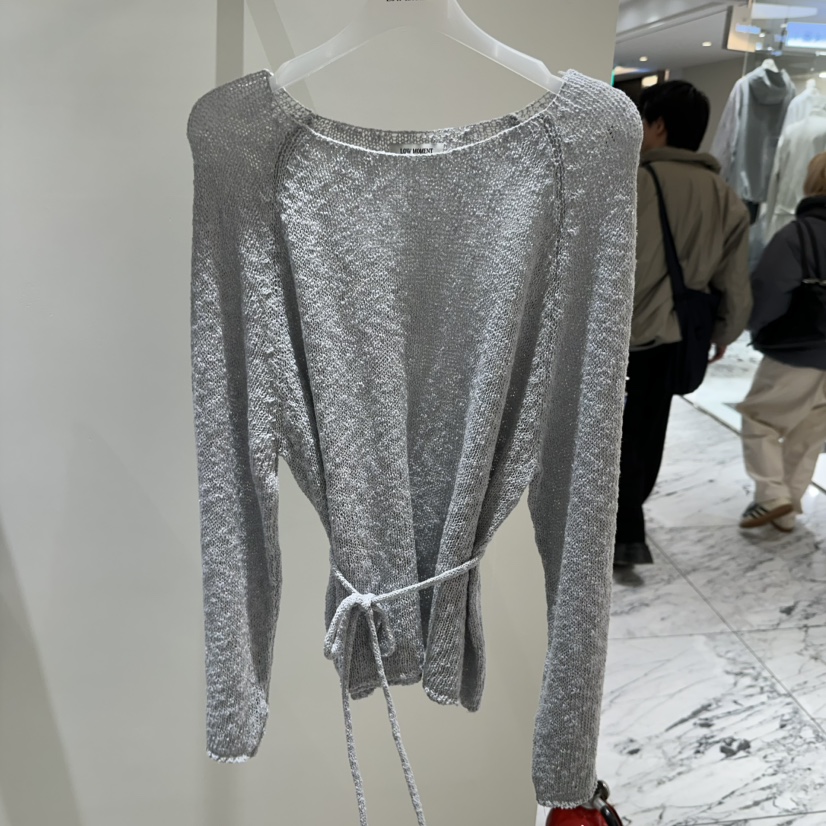 LOW MOMENT東大門代購女士新款人氣時尚針織衫含腰繩船領LOW MOMENT針織衫圖色2