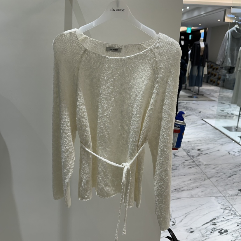 LOW MOMENT東大門代購女士新款人氣時尚針織衫含腰繩船領LOW MOMENT針織衫圖色3