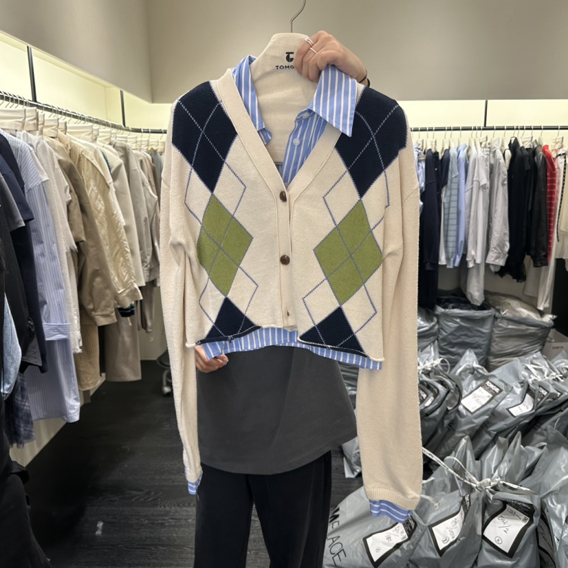 TOMGIRL韓國直郵女裝新款熱賣時尚職業襯衫蕾絲衫格紋開衫TOMGIRL襯衫/蕾絲衫圖色1